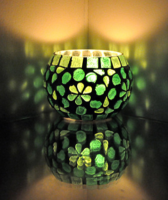 61% OFF on Lal Haveli Decorative Glass Candle Glass 1 - Cup Candle Holder(Green, Pack of 1)