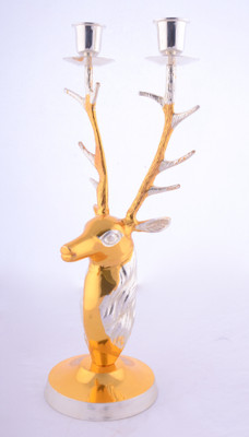 11% OFF on Ashiana Exclusive! Deer shaped twin candle stand in gold and silver Brass Tealight Holder(Gold, Pack of 1)