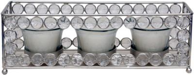 

neyari Votive Crystal 3 - Cup Candle Holder Set(Silver, Pack of 1)