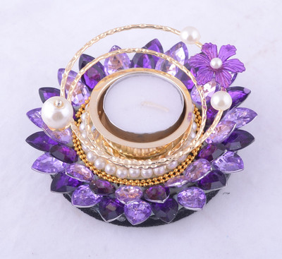 

Ashiana Diwali Special! Gold Spiral Flower floating rangoli - Purple Crystal Tealight Holder(Purple, Pack of 1)