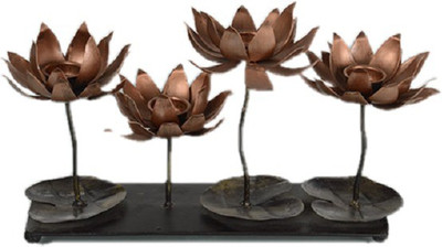 

LALJI HANDICRAFTS Iron, Wooden 4 - Cup Tealight Holder(Copper, Brown, Pack of 1)