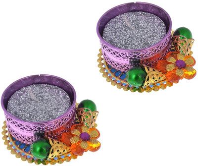 

Twisha Round Candle Tealite Holder Aluminium 2 - Cup Tealight Holder(Purple, Pack of 2)