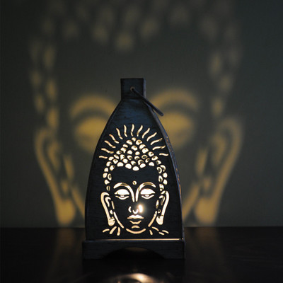 

Craftkriti White Buddha Lantern Cast Iron Tealight Holder(Multicolor, Pack of 1)