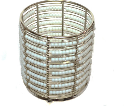

Tangerine Handcrafted Beaded T-Lite Holder Iron 1 - Cup Tealight Holder(White, Pack of 1)