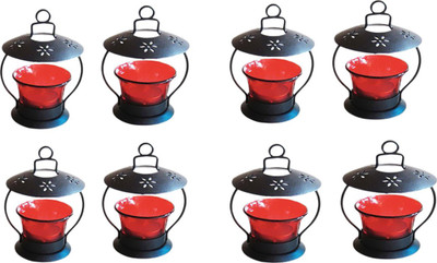 

Craft Art India Iron Candle Holder(Red, Pack of 8)