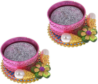 

Twisha Round Candle Tealite Holder Aluminium 2 - Cup Tealight Holder(Pink, Pack of 2)