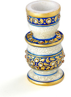 22% OFF on Aapno Rajasthan Marvel in Marble -Candle Stand-021 Marble Candle Holder(White, Blue, Pack of 1)