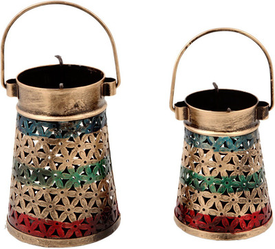 

JaipurCrafts Decorative Premium Collection Aluminium 2 - Cup Tealight Holder Set(Multicolor, Pack of 2)
