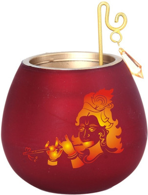 44% OFF on Divine Twinkler Glass Tealight Holder(Red, Pack of 1)