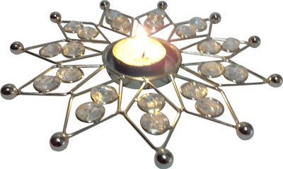 

Decor8 Crystal & Sun Shape T Light With Iron 1 - Cup Candle Holder(Silver, Pack of 1)