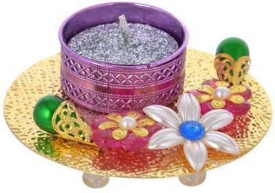 

Twisha Round Candle Aluminium 1 - Cup Tealight Holder(Purple, Pack of 1)