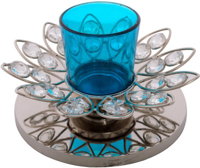 

eCraftIndia Adoring Flower Shape Crystal 1 - Cup Tealight Holder(White, Blue, Silver, Pack of 1)