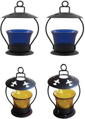 

Craft Art India Iron Candle Holder(Blue, Yellow, Pack of 4)