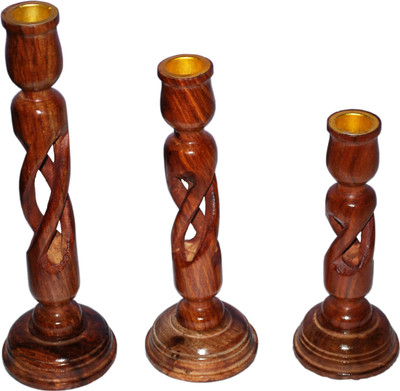

Indoart S1-GS11 Wooden Candle Holder Set(Brown, Pack of 3)