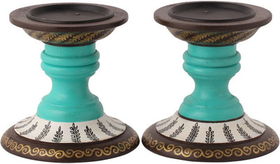 

Rang Rage Wooden Candle Holder Set(Multicolor, Pack of 2)