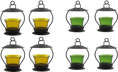 

Craft Art India Iron Candle Holder(Yellow, Green, Pack of 8)