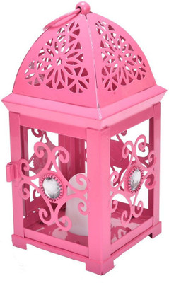 

Scrafts Metal Flower Single Stone Antique Cage PK Steel Candle Holder(Pink, Pack of 1)