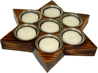Ratoomals Wooden Star 7 Tealight Oxod. Wooden 7 - Cup Tealight Holder(Brown, Pack of 1)