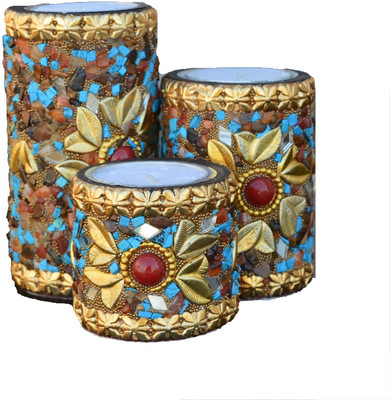 

eCraftIndia Wooden 3 - Cup Tealight Holder Set(Multicolor, Pack of 3)