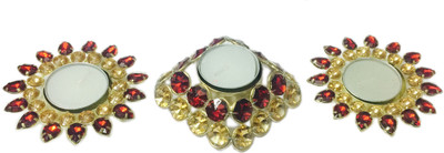 

Loops n knots Iron Tealight Holder Set(Gold, Red, Pack of 3)