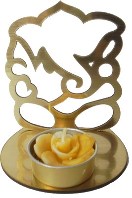 

Chalissa Ganesha Wooden 1 - Cup Tealight Holder Set(Gold, Pack of 1)