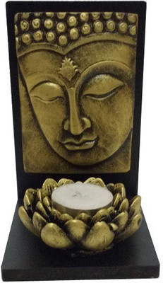 

Fabionic Buddha Facing Right Small Single T-Light Wooden 1 - Cup Tealight Holder(Black, Pack of 1)