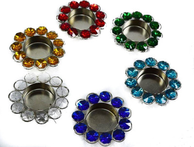 

Reverence Crystal 6 - Cup Tealight Holder Set(Multicolor, Pack of 6)