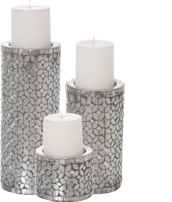 

Aadyan Creations Aluminium 3 - Cup Candle Holder Set(Silver, Pack of 3)