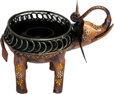 

Sancheti Art Elephant Iron 1 - Cup Tealight Holder Set(Copper, Multicolor, Pack of 1)