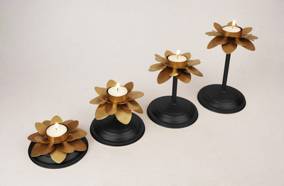 

Calmistry Cast Iron 4 - Cup Tealight Holder Set(Brown, Pack of 4)