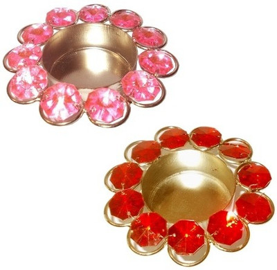 

Beyond D Imagine Crystal Iron Tealight Holder Set(Red, Pink, Pack of 2)