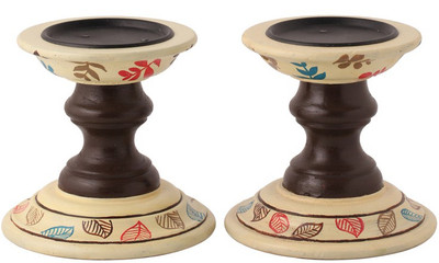 

Rang Rage Wooden Candle Holder Set(Multicolor, Pack of 2)