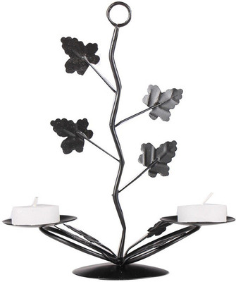 

Apkamart Handcrafted Decorative Iron T Light Stand - 8.5 Inch - For Home & Table Decoration, Festivals and Gifts Iron 2 - Cup Candle Holder(Black, Pack of 1)