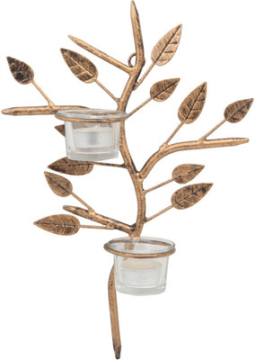 

JaipurCrafts Antique Leaves Aluminium 2 - Cup Tealight Holder(Copper, Pack of 3)