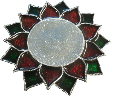 

The Divine Luxury T-Light Red-Green Silver Plated 1 - Cup Tealight Holder(Multicolor, Pack of 1)