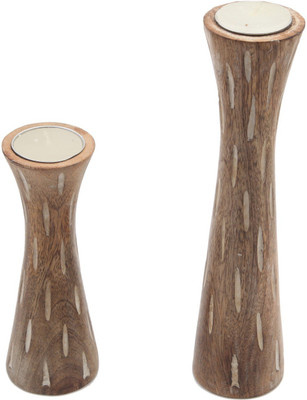 

JaipurCrafts Decorative Tower Set Of 2 Wooden 2 - Cup Tealight Holder(Brown, Pack of 4)