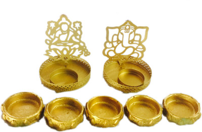 

Loops n knots Polyresin, Iron Tealight Holder Set(Gold, Pack of 7)
