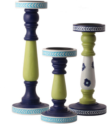 

Rang Rage Wooden Candle Holder Set(Multicolor, Pack of 3)
