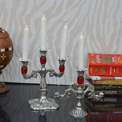 

eCraftIndia Combo of Red Candle Stands Aluminium 4 - Cup Candle Holder Set(Multicolor, Pack of 2)