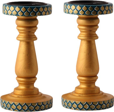 

Rang Rage Wooden Candle Holder Set(Multicolor, Pack of 2)