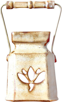 

aamori Ceramic Tealight Holder(Brown, White, Pack of 1)