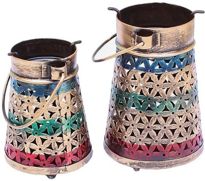 

Crafticia Metal MulticolourTealight Bucket Set Of 2 Iron 2 - Cup Tealight Holder Set(Multicolor, Pack of 4)