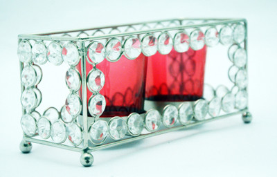 

Being Nawab Double Reddish Twist Crystal Tealight Holder(Silver, Pack of 1)