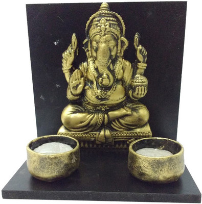 

Fabionic Ganesha Single T-Light Wooden 2 - Cup Tealight Holder(Black, Pack of 1)