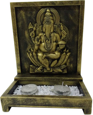 

Fabionic Ganesha on Lotus Single T-Light Wooden 2 - Cup Tealight Holder(Black, Pack of 1)