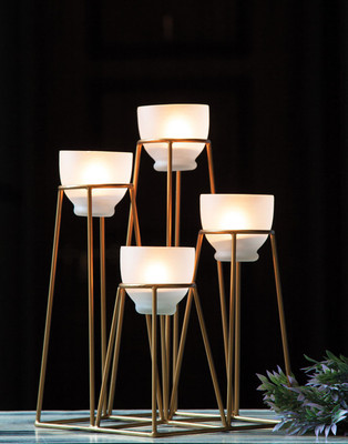 

Orange Tree Steel Tealight Holder(Gold, Pack of 4)