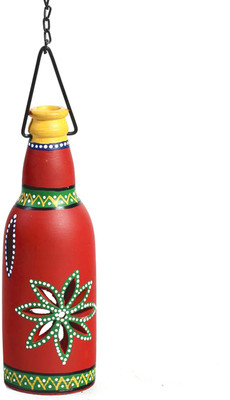 67% OFF on Aapno Rajasthan Red Bottle Lantern with Hand Painted Motifs Terracotta Tealight Holder(Red, Pack of 1)