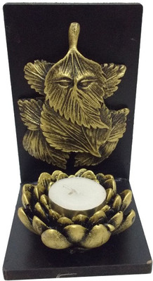 

Fabionic Leaf Ganesha Small Single T-Light Wooden 1 - Cup Tealight Holder(Black, Pack of 1)