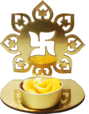 

Chalissa Wooden 1 - Cup Tealight Holder Set(Gold, Pack of 1)