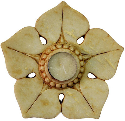 

Artlivo Marble Leaf Design Tealight Candle Holder Marble 1 - Cup Candle Holder(White, Pack of 1)